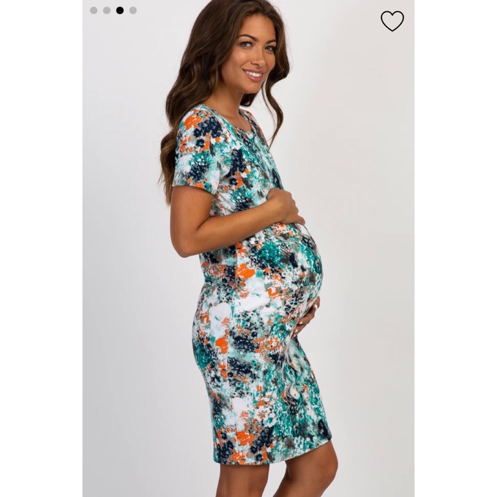 Pink Blush Maternity - Aqua Abstract Print Fitted Short Sleeve Dress